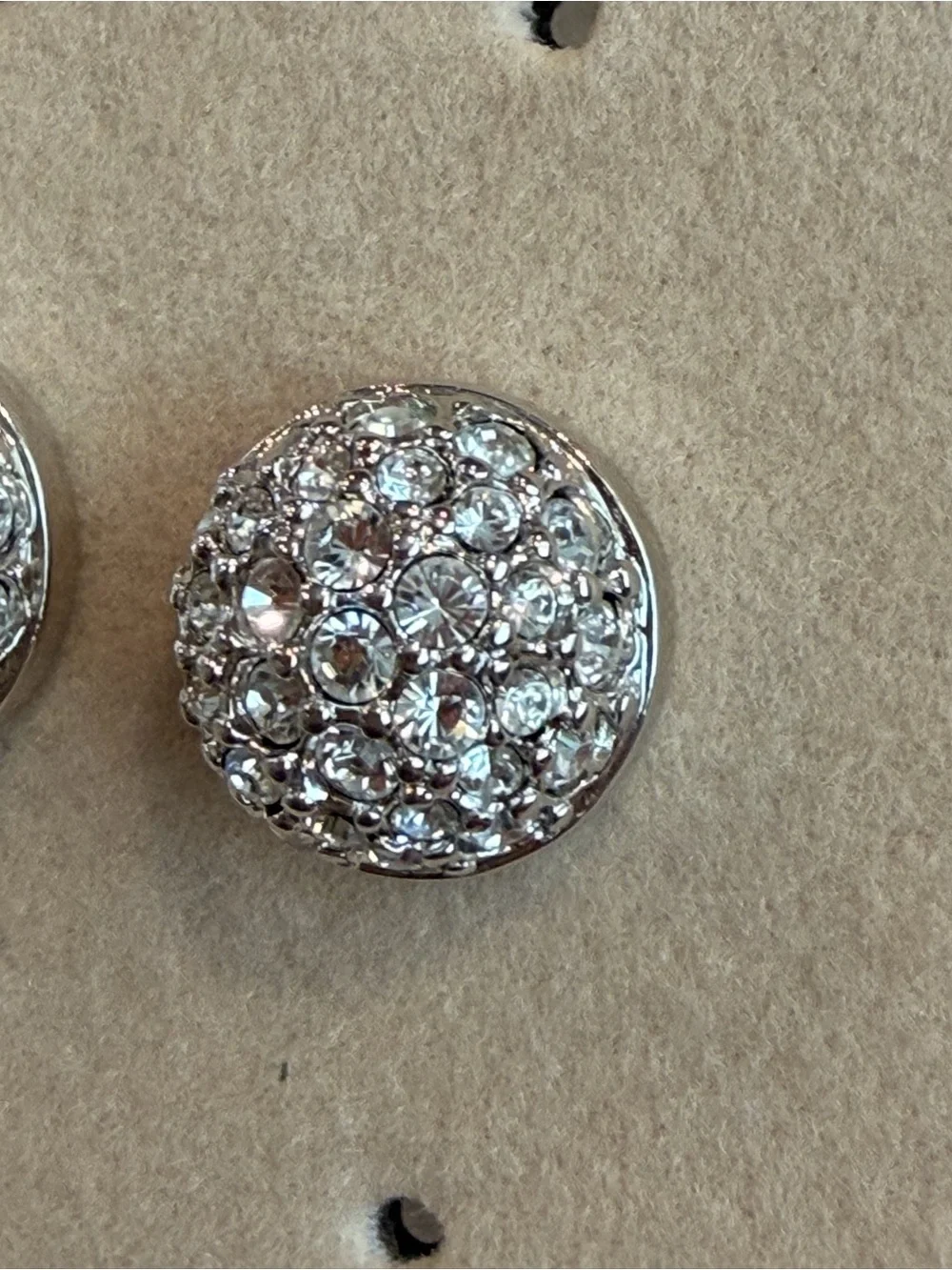 Swarovski Clear Crystal Pavé Dome Stud Earrings Silver Tone-1058